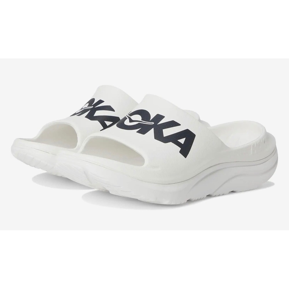 Hoka Ora Athletic Slide Recovery Sandals Womens Size 6 White Black Comfort Gym